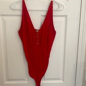 Red free people body suit